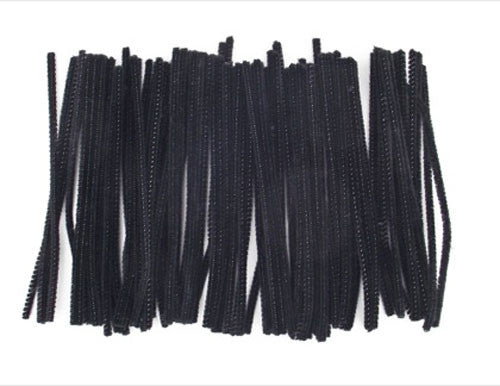 Acrylic Pipe Cleaners 15cm Black pack 100