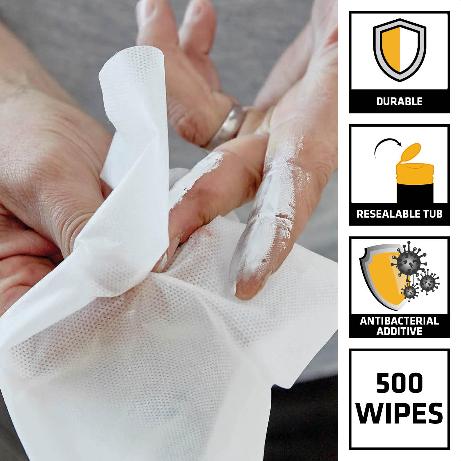 SIKA - Wonder Wipes Multi-Use Cleaning Wipes for the Building Trade - Specially Formulated to Clean Hands, Tools and Surfaces - 500 Wipes