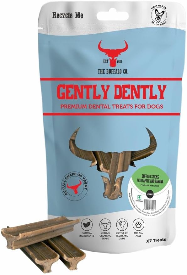 Gently Dently Dog Treats-Banana & Apple Dental Treats for Dogs from the Buffalo Co.