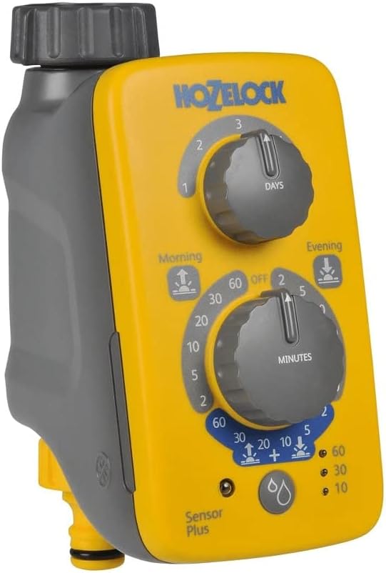 HOZELOCK - Watering Timer Sensor Controller Plus : Automatic and Easy Watering with its Light Sensor, Adjustable Watering at Sunrise and/or Sunset, Manual Watering Function [2214 0000]