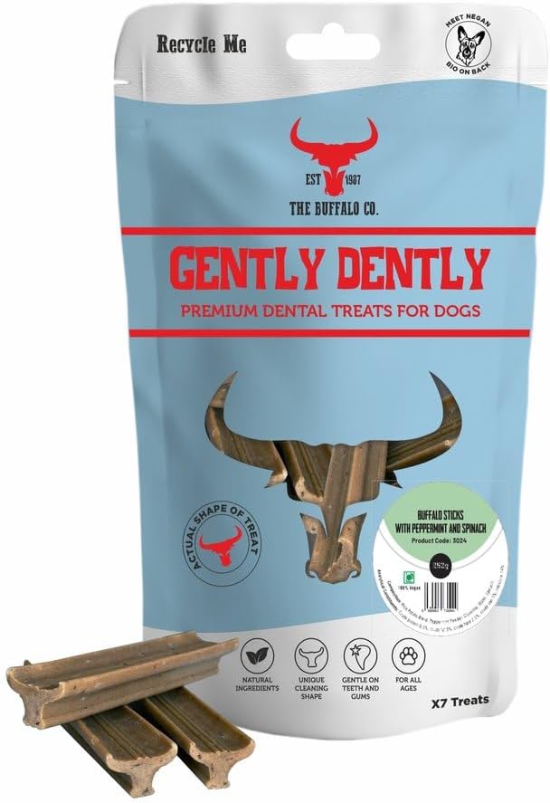 Gently Dently Dog Treats-Fresh Breath Mint Dental Treats for Dogs from The Buffalo Co.