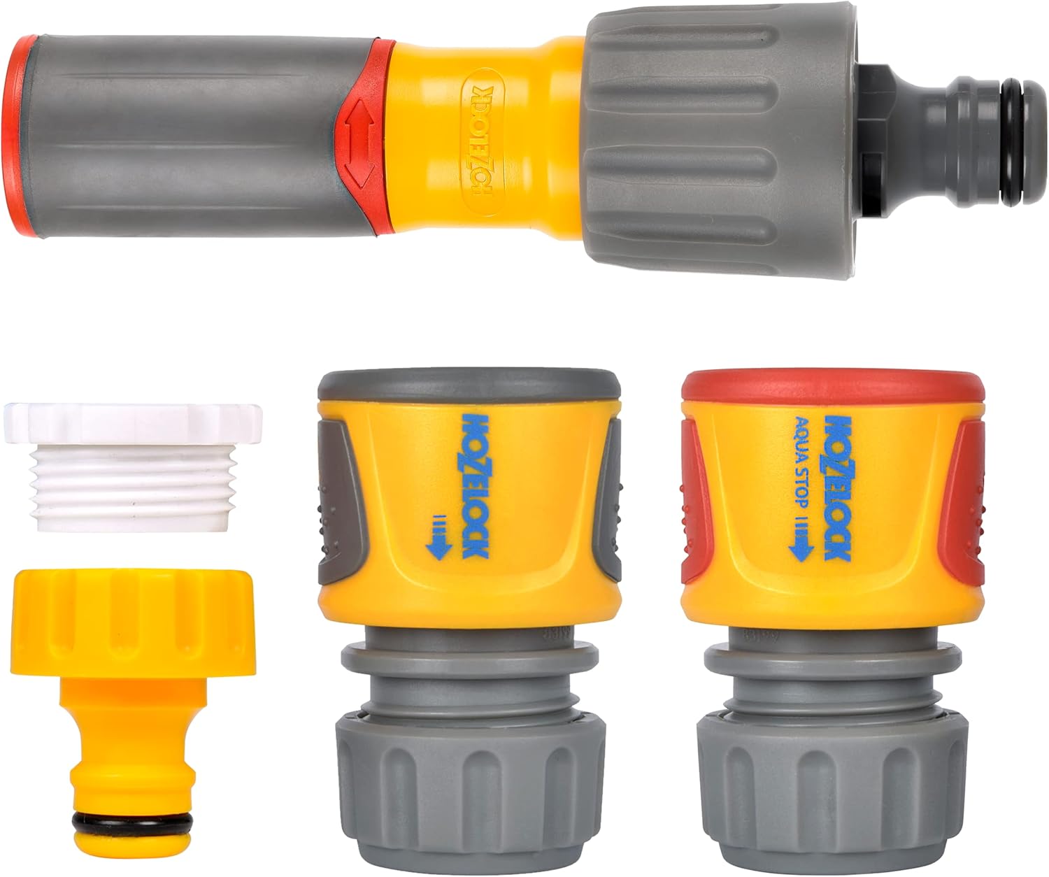 HOZELOCK - Starter Nozzle Kit 3-in-1 : Ergonomic Soft Grip Lance, Non-Slip, 3 Jets, 2 Connections Ø 12.5mm - Ø 15mm (1/2" - 5/8"), 1 Tap Connection [‎100-100-228]