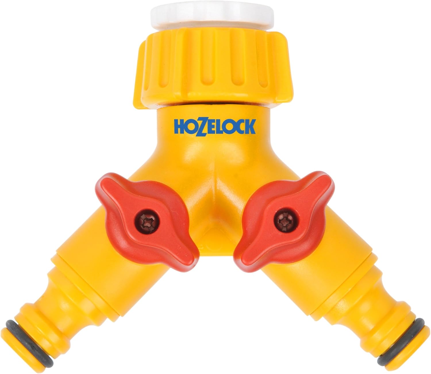 HOZELOCK - Multi-Tap Connector 2-Way : Create 2 Circuits on a Single Tap, Independent Flow Valve per Outlet, can be used as a Y Connector [2256 0000]