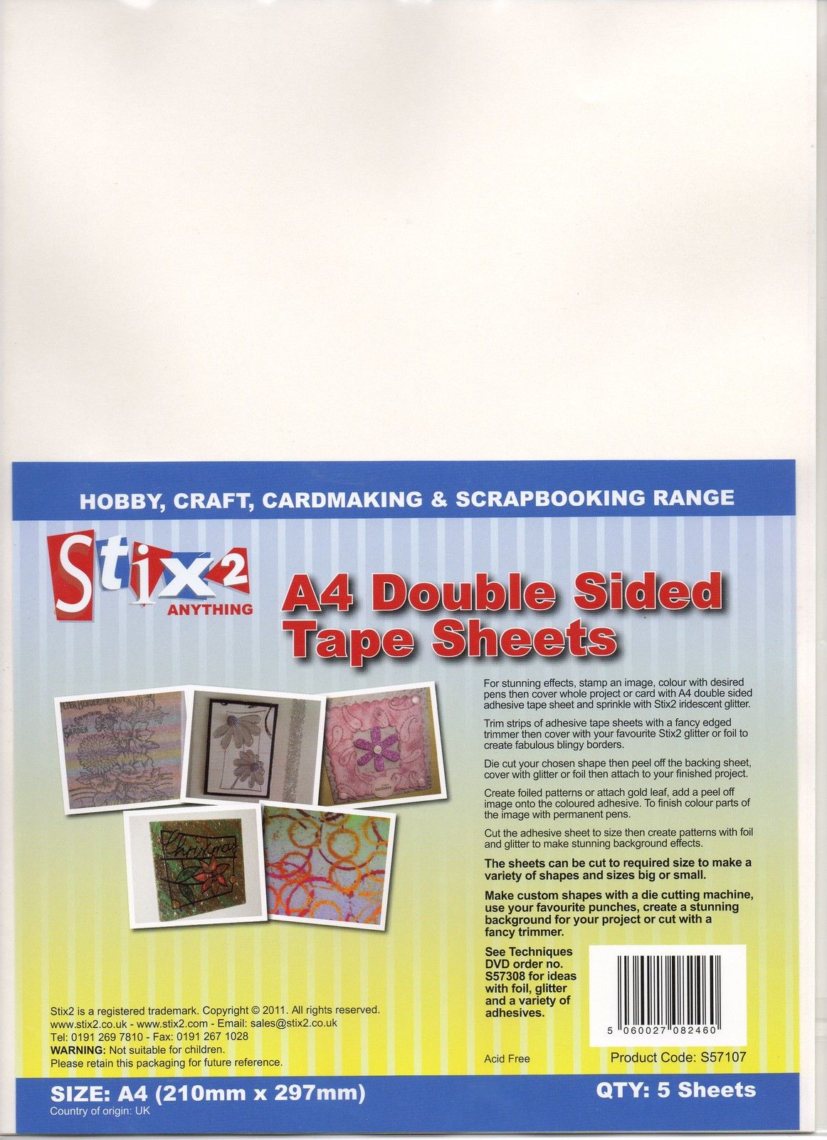 Stix2 - A4 Double Sided Adhesive Tape Sheets - Pack of 5