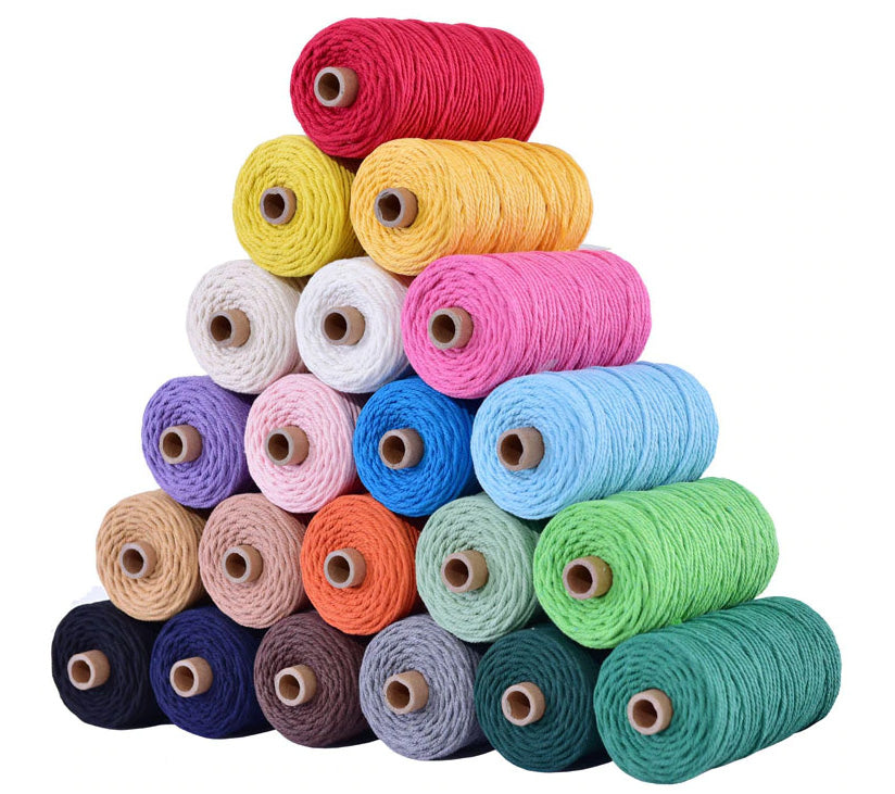 Macramé - Cotton Yarn / Cord - 3mm Thick - 5 Metre Lengths