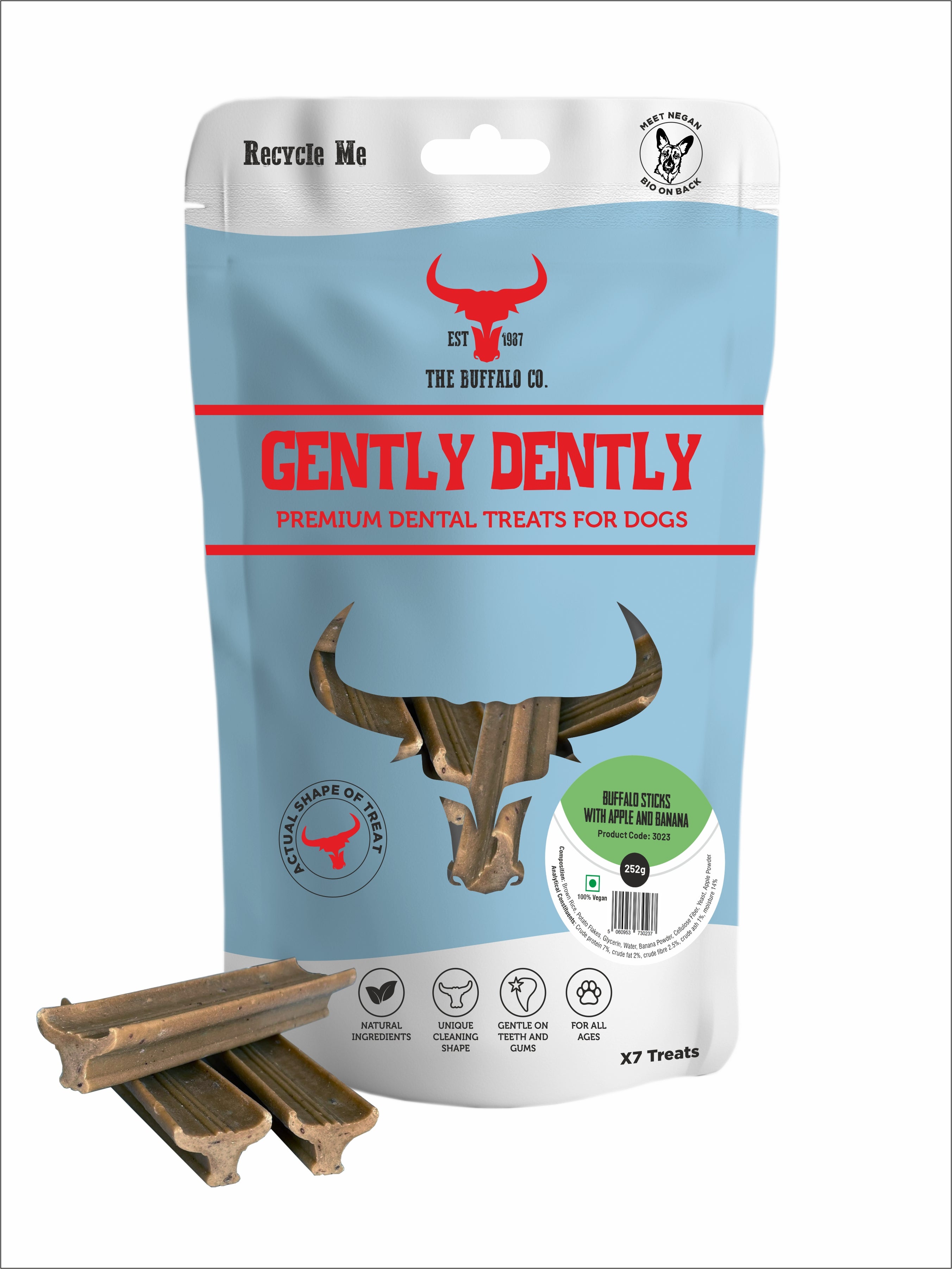Gently Dently Dog Treats-Banana & Apple Dental Treats for Dogs from the Buffalo Co.