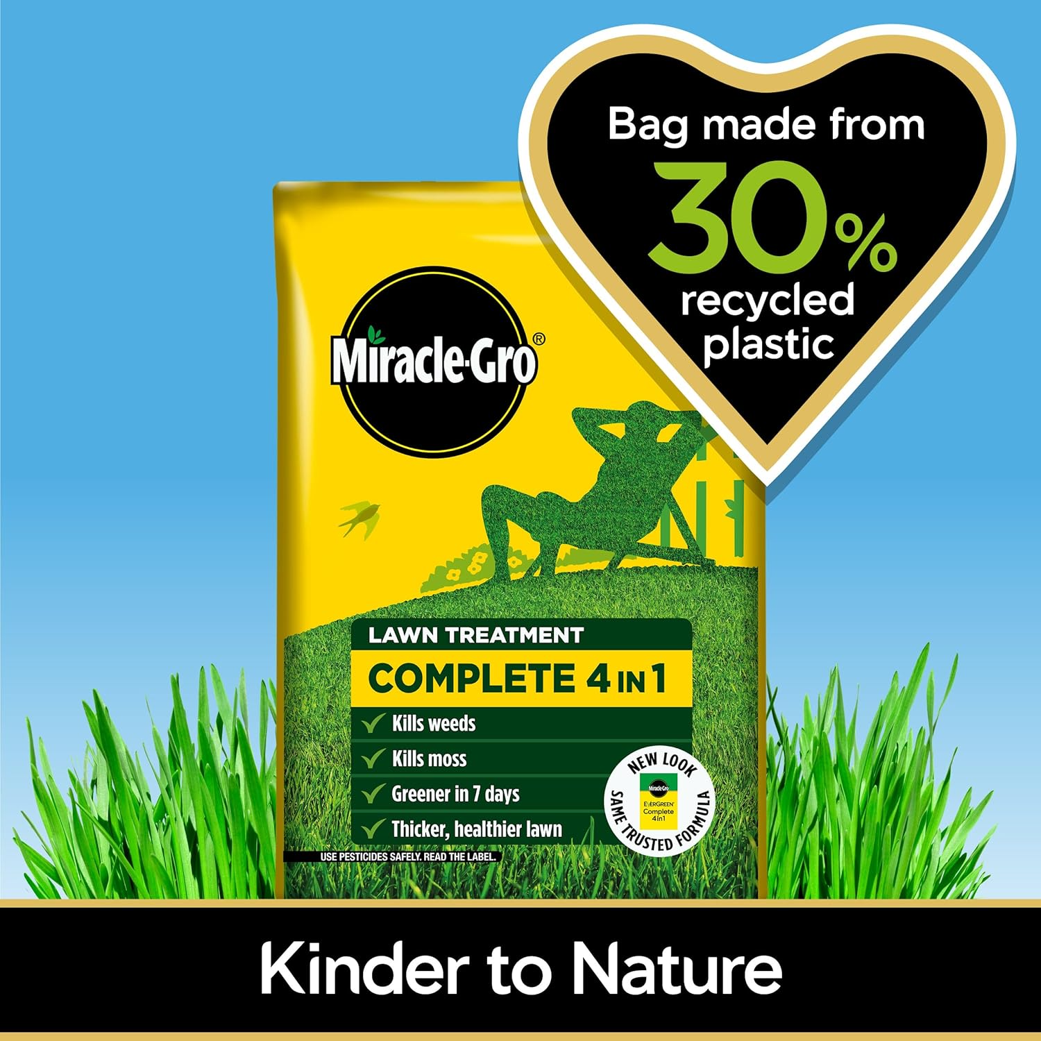 Miracle-Gro Evergreen Complete 4-in-1 Lawn Food, Weed & Moss Control, 360 m2, Yellow