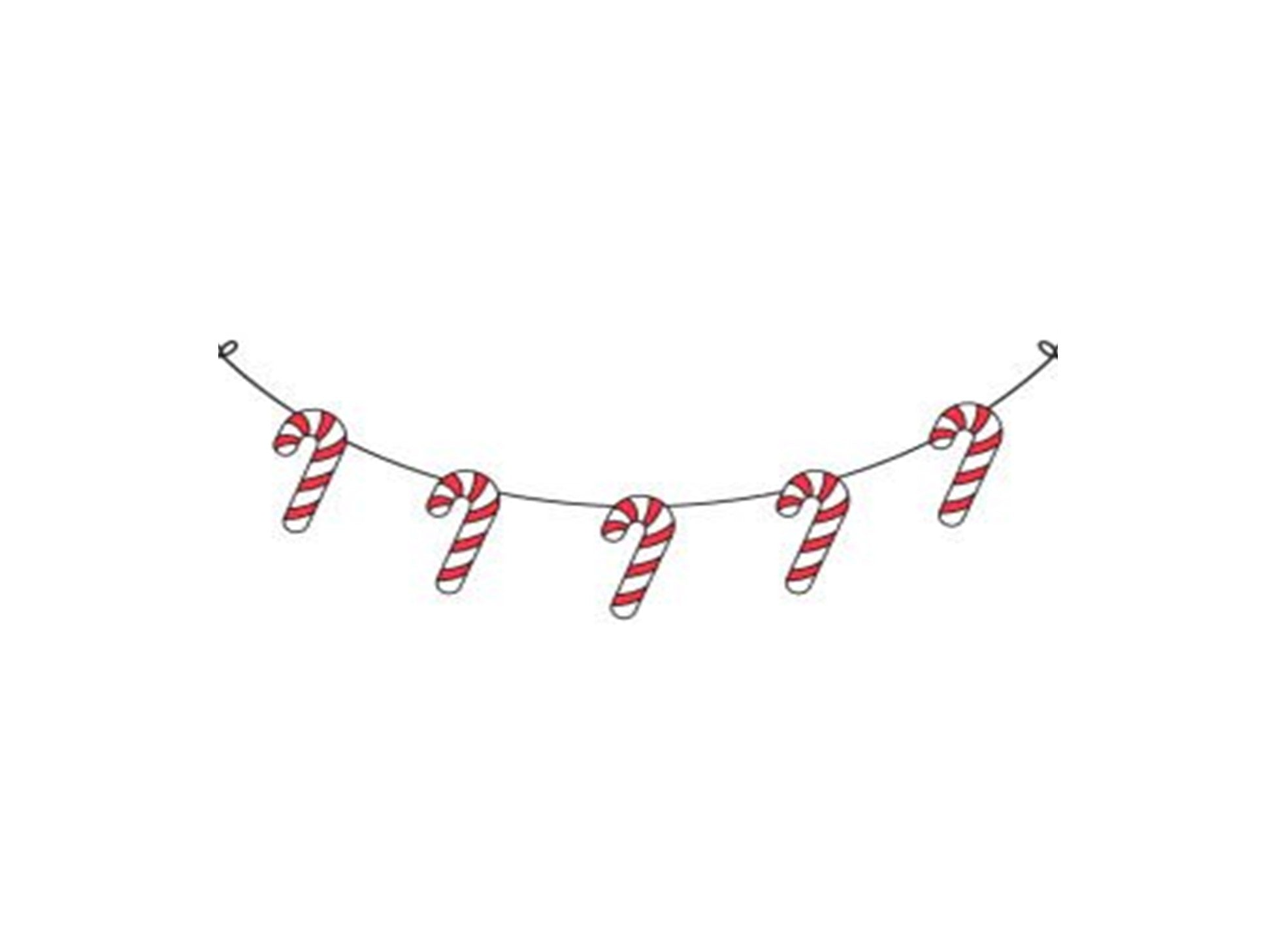Wooden Candy Cane Bunting 1.5m