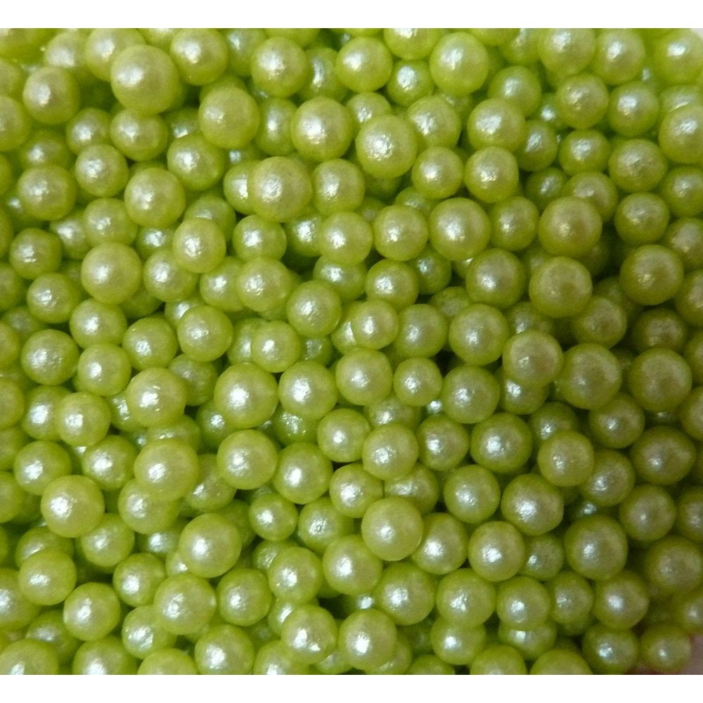 Lime Glimmer Pearls 4mm Cupcake / Cake Decoration Sprinkles Toppers