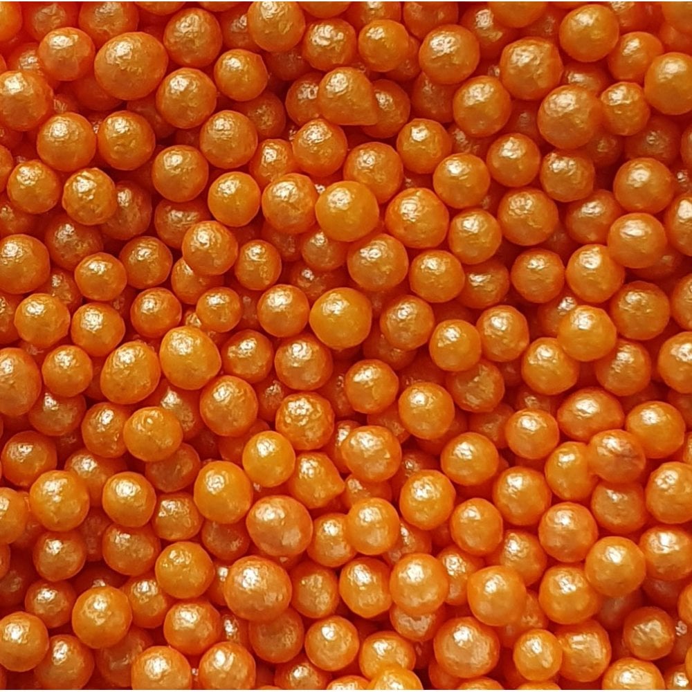 Orange Glimmer Pearls 4mm Cupcake / Cake Decoration Sprinkles Toppers
