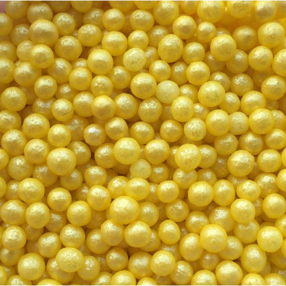 Yellow Glimmer Pearls 4mm Cupcake / Cake Decoration Sprinkles Toppers