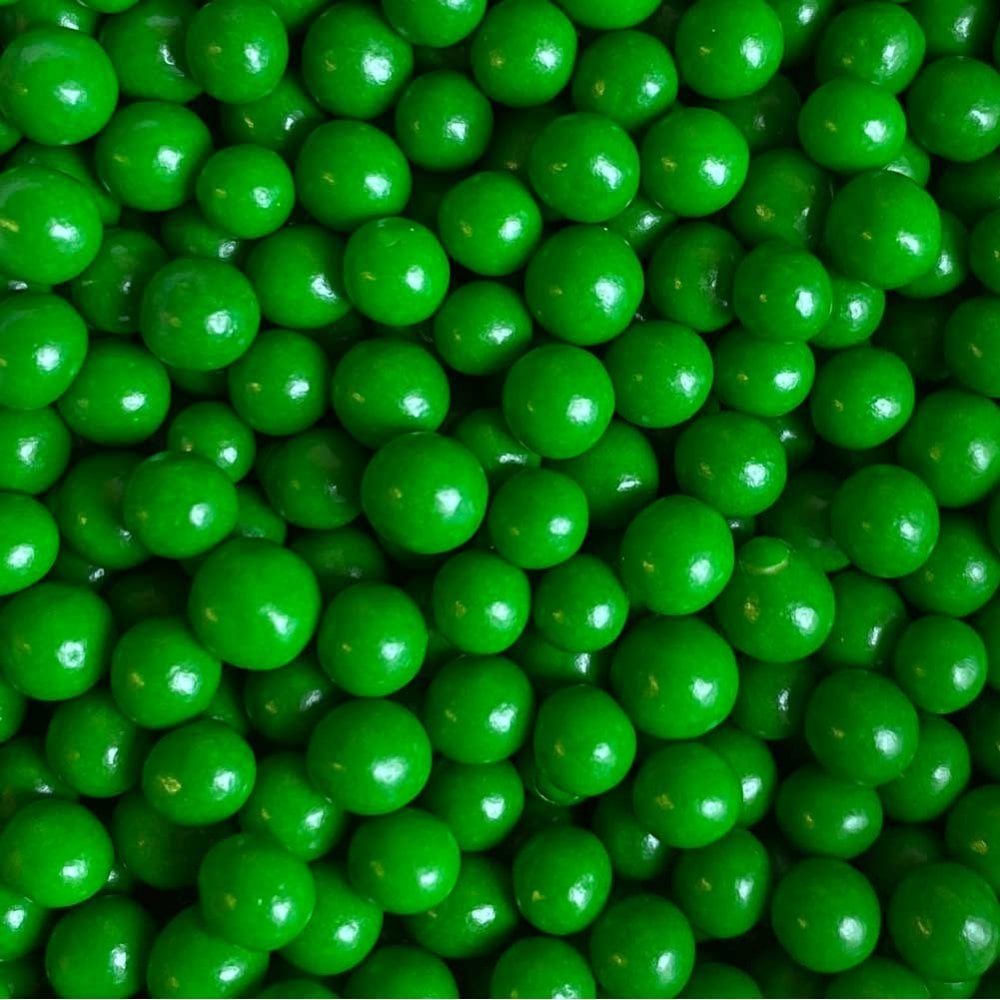Green Sugar Pearls 4mm Polished Cupcake / Cake Decoration Sprinkles Toppers