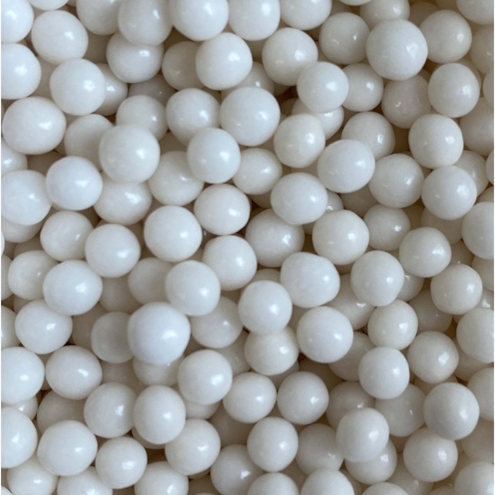 White Sugar Pearls 4mm Polished Cupcake / Cake Decoration Sprinkles Toppers