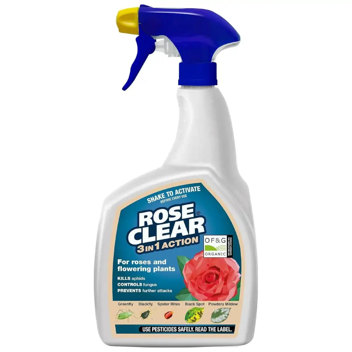 ROSECLEAR 3 in 1 Ready to Use Plant Protection For Aphids, 800 ml, White