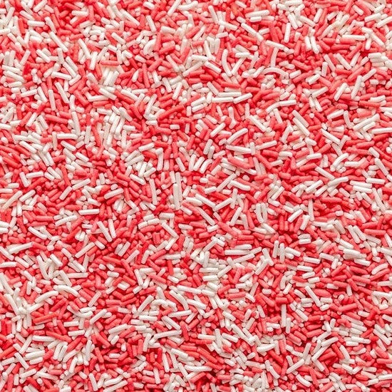 Red & White Mix Matt Sugar Strands Cupcake / Cake Decoration Sprinkles Toppers