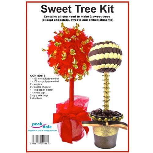 Make your own - Sweet Tree Kit, Polystyrene ball, planter, dowel, plaster.