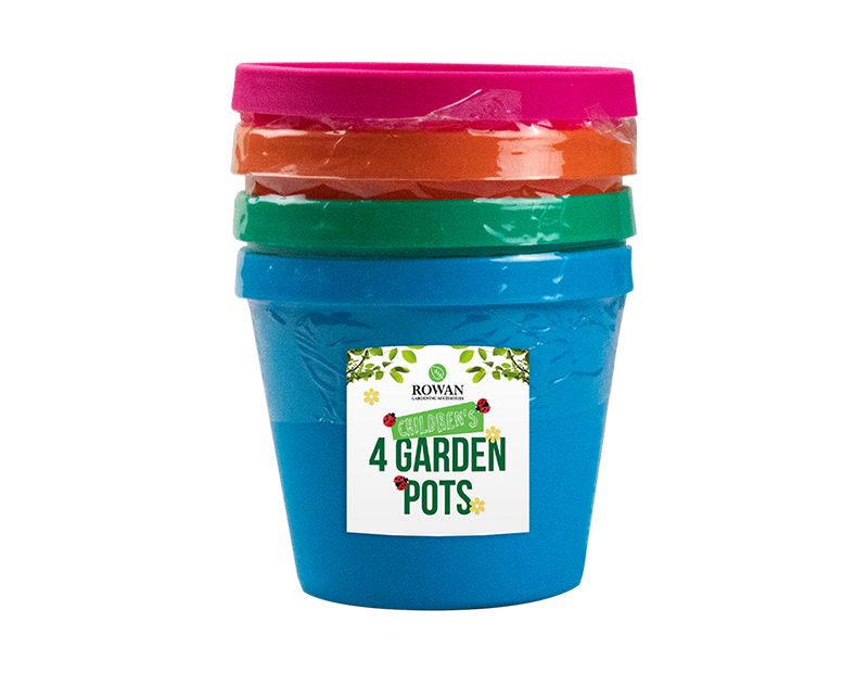 Kids Plastic Gardening Pots - 4pk