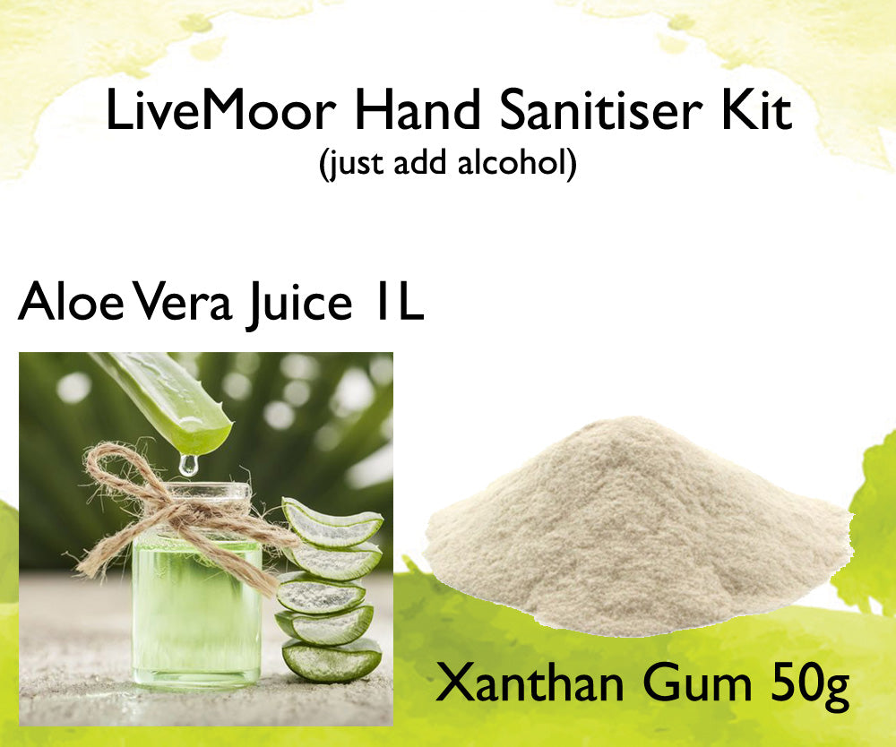 LiveMoor Hånddesinfektionssæt (Aloe Juice 1L & Xanthangummi 50g)