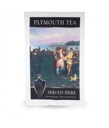 Plymouth Tea Tea Towel with Drake on Plymouth Sound